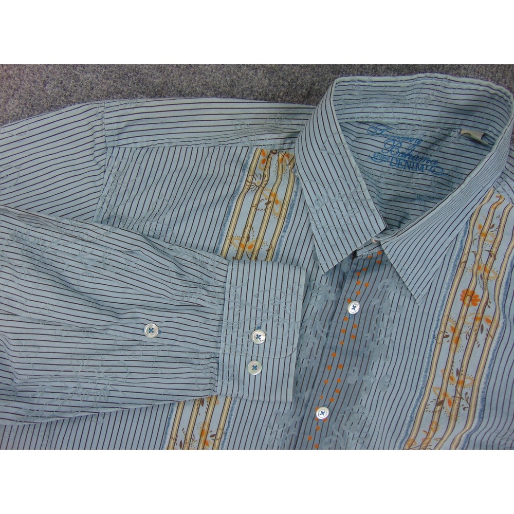 Tommy Bahama Shirt Mens 2XL Blue Striped Embroidered Resort Vacation‎ Designer